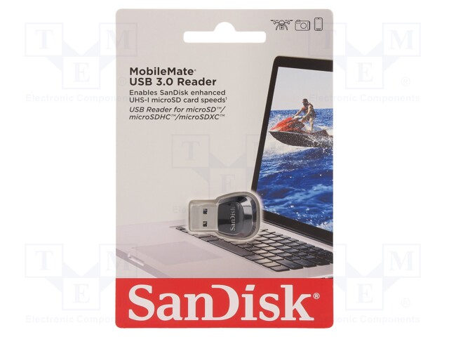 Card reader: memory; USB 3.0; SD Micro; black