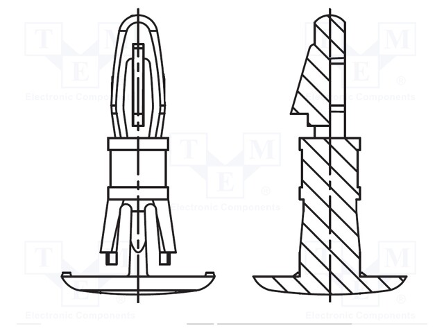 Assembly stud; polyamide 66; L: 6.4mm; latch/latch; Colour: black