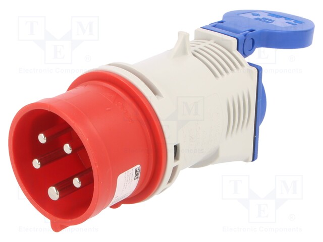 Connector: AC supply; adapter; male/female; 16A; 230VAC; Schuko