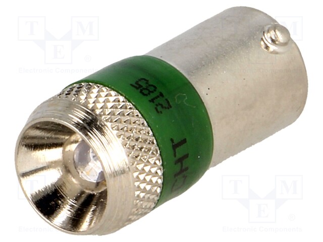 LED lamp; Colour: green; Cap: BA9S; 230VAC
