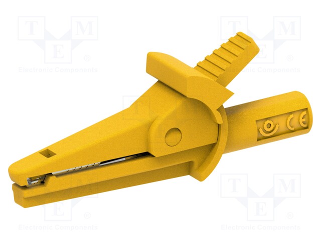 Crocodile clip; 10A; 600VDC; yellow; Overall len: 51mm