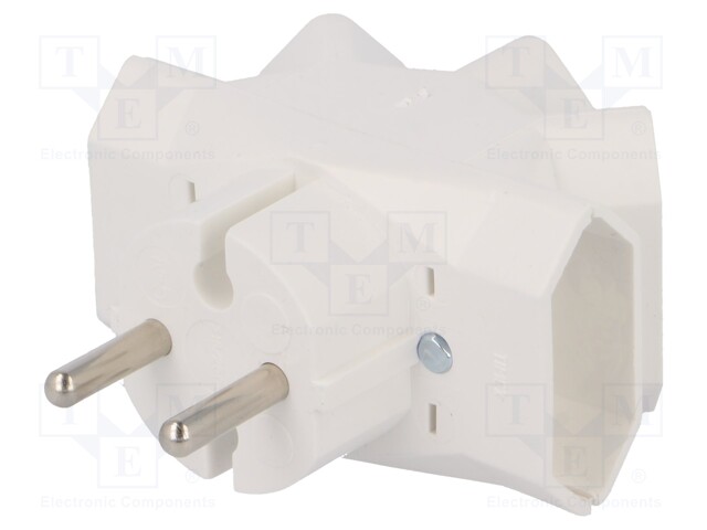 Connector: AC supply; splitter; Layout: 2P; white; 250VAC; 6A