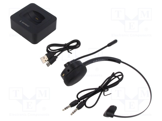 Wireless headphones with microphone; black; USB C socket; 10m