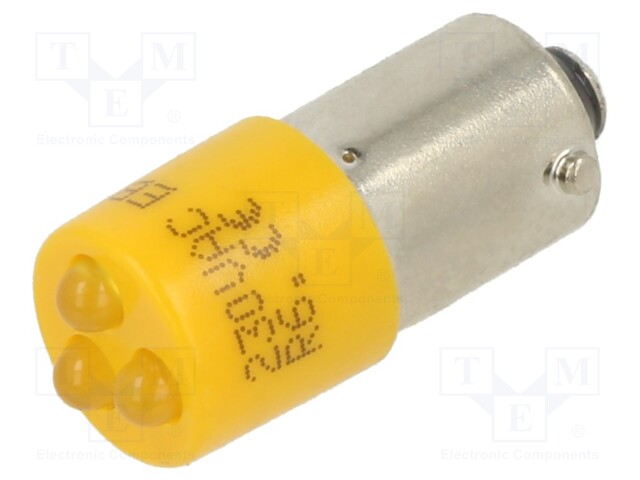 Indicator: LED; BA9S,T10; yellow; plastic; 230VAC; -20÷60°C