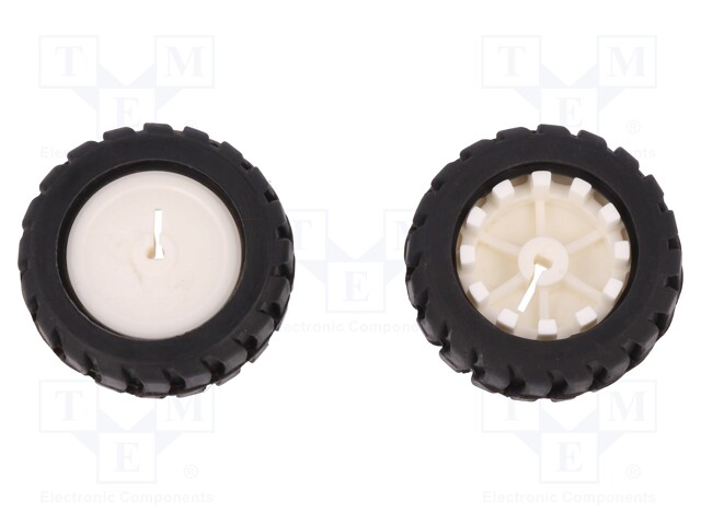 Wheel; white,black; Shaft: D spring; Pcs: 2; push-in; Ø: 42mm; W: 19mm