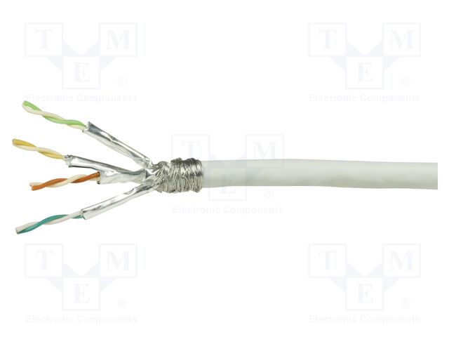 Wire; S/FTP; 4x2x23AWG; 6; wire; CCA; PVC; grey; 100m; Øcable: 6.7mm