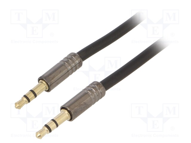 Cable; gold-plated; Jack 3.5mm 3pin plug,both sides; 2m; black