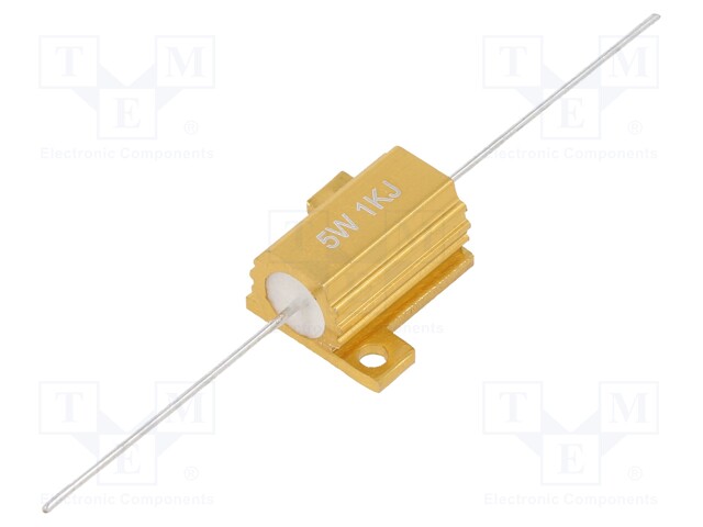 Resistor: wire-wound; with heatsink; 1kΩ; 5W; ±5%; 30ppm/°C; axial