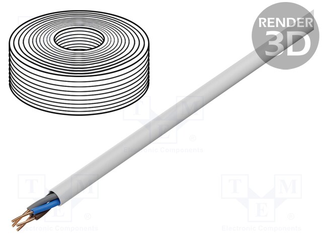 Wire; YDY; round; solid; Cu; 4x2,5mm2; PVC; white; 450/750V; 100m