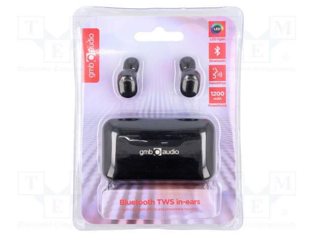 Bluetooth headphones with microphone; black; USB A,USB B micro