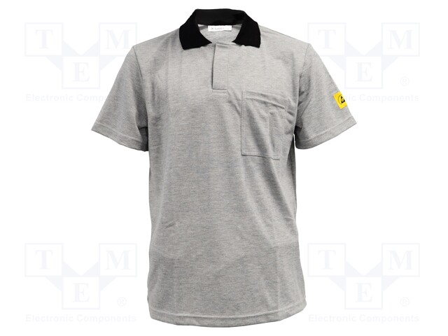 Polo shirt; ESD; XL; EN 61340-5-1; grey