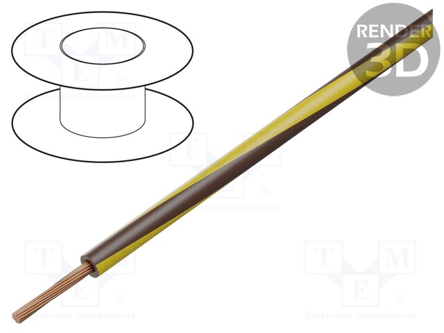 Wire; LgY; stranded; Cu; 0.5mm2; brown-yellow; PVC; 300/500V; 100m