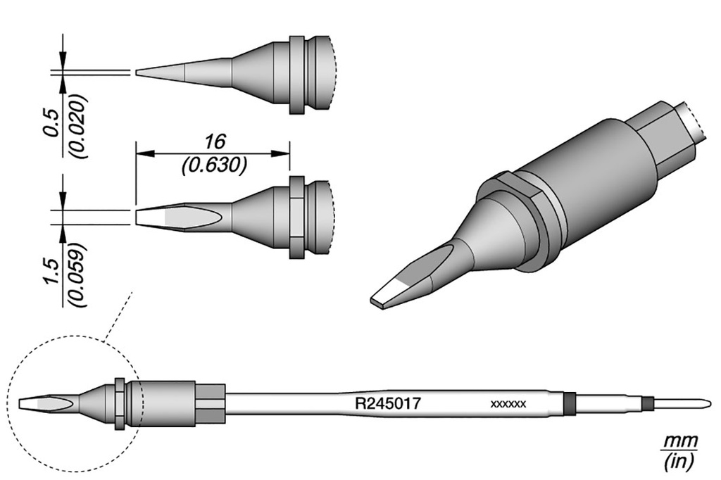 Tip; narrow spade; 1.5x0.5mm