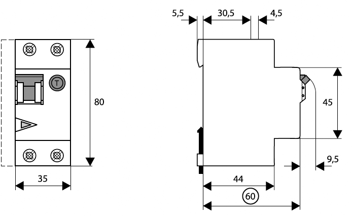 RCBO breaker; Inom: 40A; Ires: 100mA; Max surge current: 250A; 230V