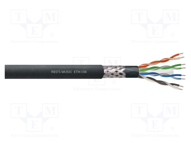Wire; S/UTP; 6; stranded; Cu; PVC; black; 100m; Øcable: 7.9mm