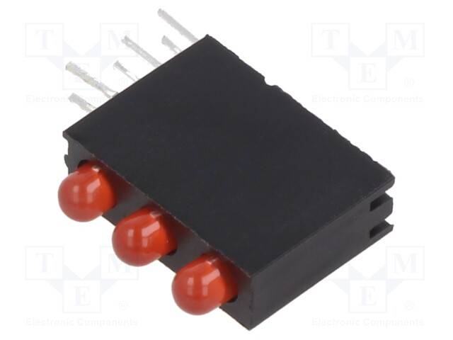 LED; in housing; red; 3mm; No.of diodes: 3; 20mA; Lens: diffused; 30°