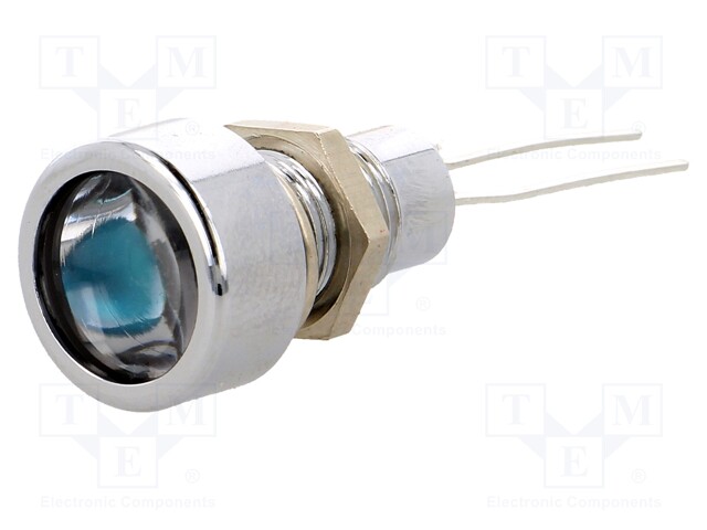 Indicator: LED; flat; Cutout: Ø8.2mm; IP67; for PCB; brass; ØLED: 5mm