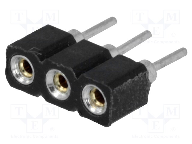 Socket; pin strips; female; PIN: 3; turned contacts; straight; THT