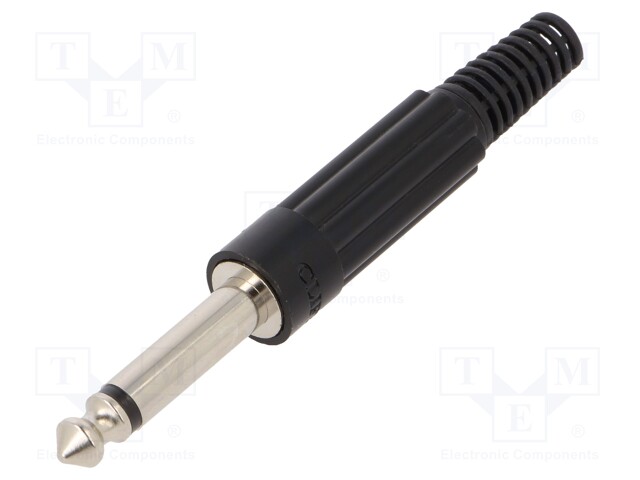 Plug; Jack 6,35mm; male; mono; straight; for cable; soldering; 6mm