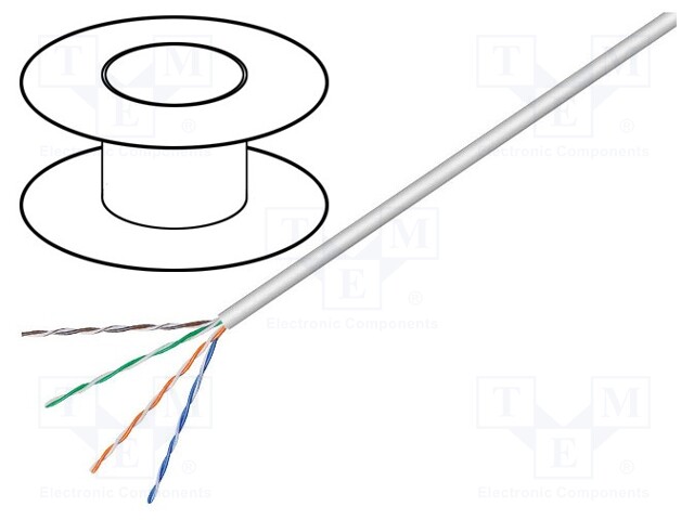 Wire; U/UTP; 6; stranded; Cu; 4x2x23AWG; PVC; grey; 100m