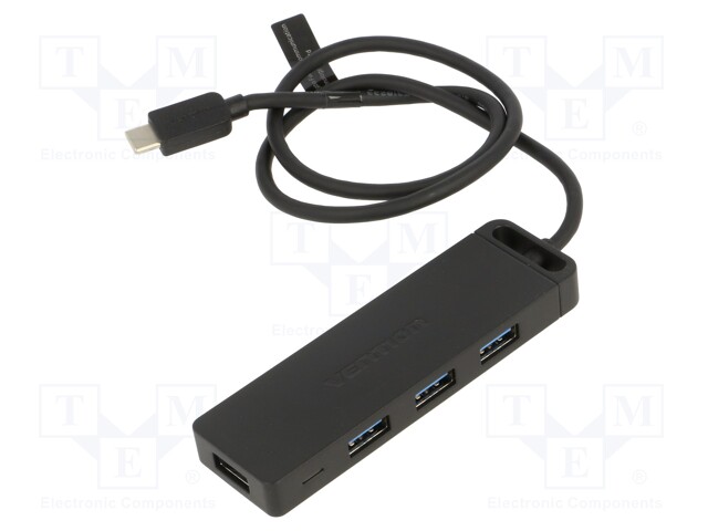 Hub USB; USB A socket x4,USB C plug; USB 3.0; PnP; black; 5Gbps