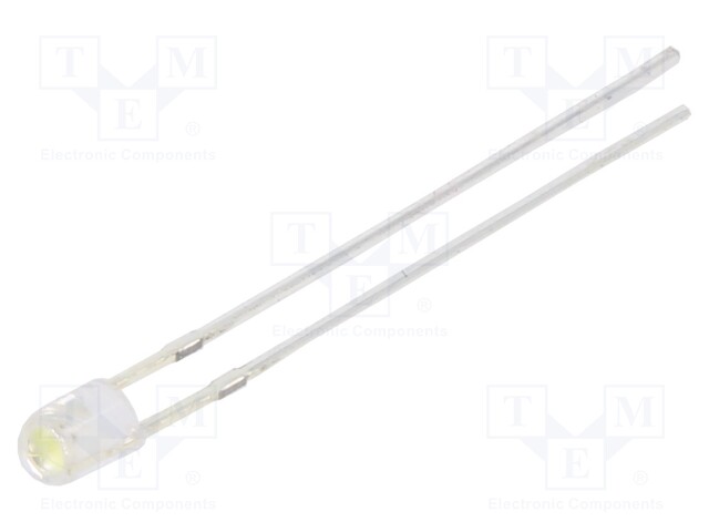 LED; 3mm; white; 2180÷3000mcd; 60°; Front: convex; 15V; No.of term: 2