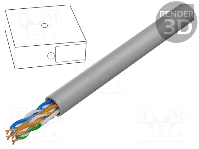 Wire; U/UTP; 6; stranded; CCA; 4x2x24AWG; PVC; grey; 100m; Øcable: 6mm