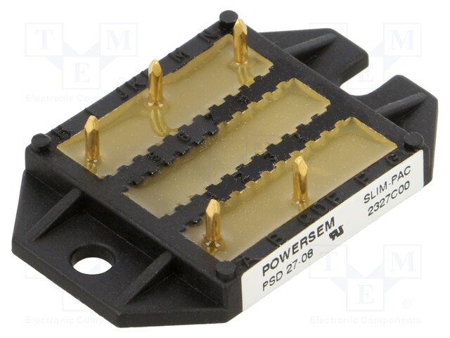 Bridge rectifier: three-phase; Urmax: 0.8kV; If: 28A; Ifsm: 85A; THT