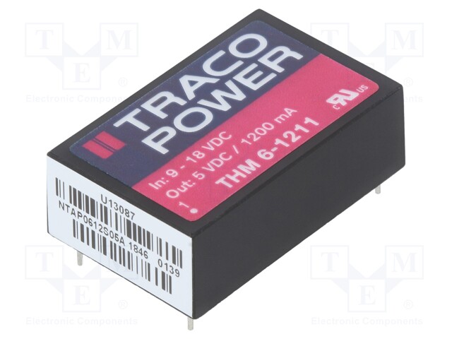 Converter: DC/DC; 6W; Uin: 9÷18V; 5VDC; Iout: 1200mA; DIP24; 14g
