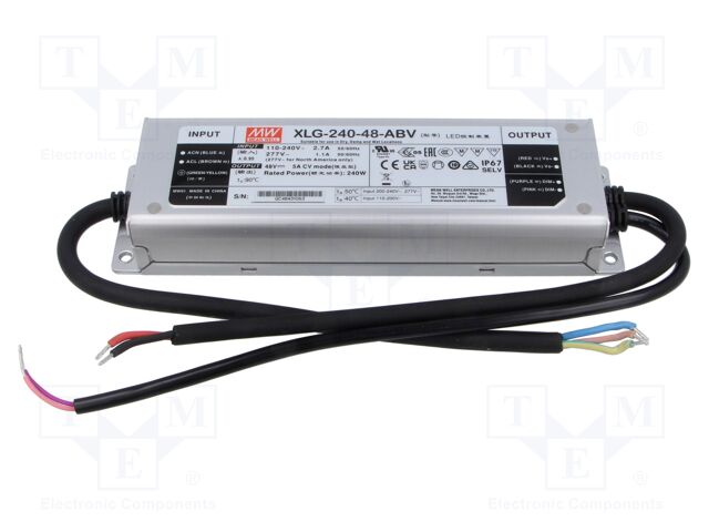 Power supply: switched-mode; LED; 240W; 48VDC; 5A; 110÷305VAC; IP67