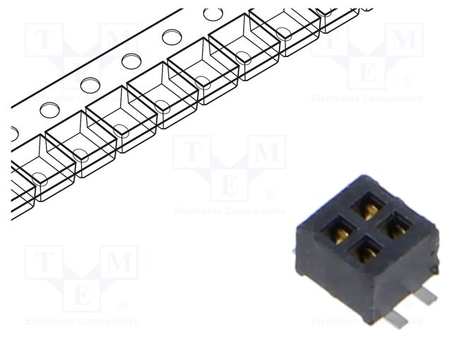 Connector: pin strips; female; PIN: 4; 1.27mm; gold flash; SMT