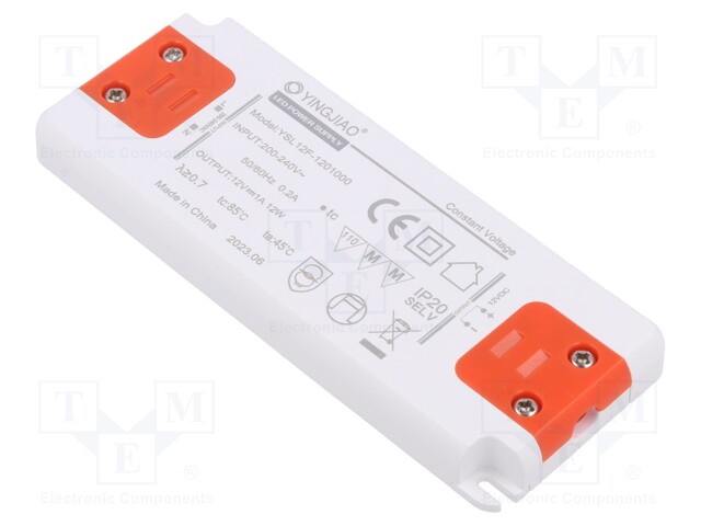 Power supply: switched-mode; LED; 12W; 12VDC; 1A; 220÷240VAC; IP20