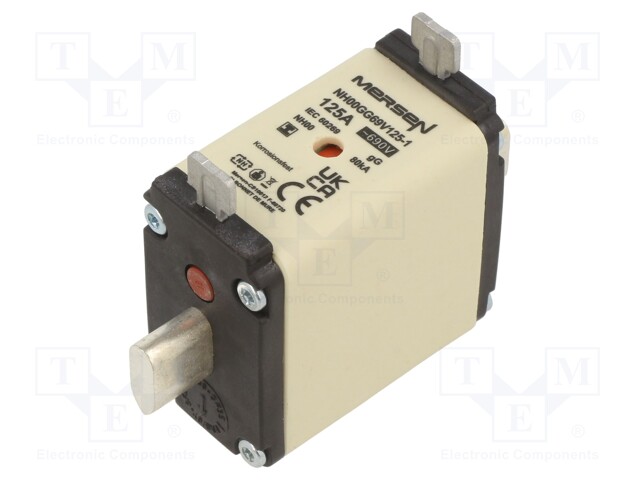 Fuse: fuse; gG; 125A; 690VAC; 250VDC; ceramic,industrial; NH00