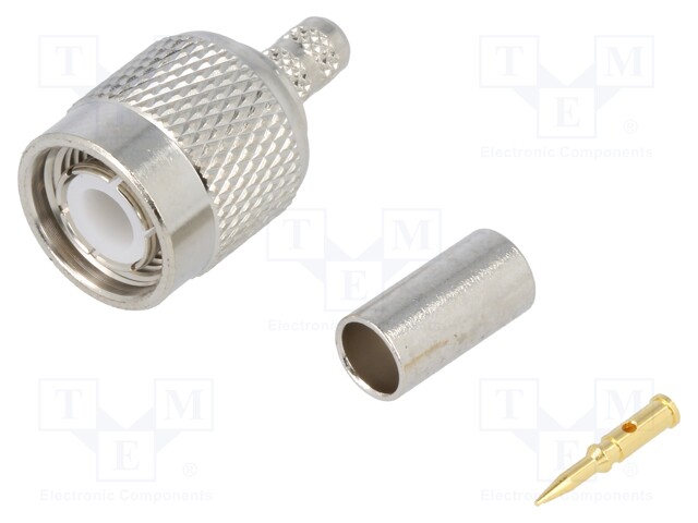 Plug; TNC; male; straight; 50Ω; crimped; for cable; delrin (POM)