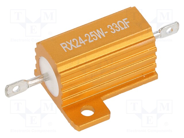 Resistor: wire-wound; with heatsink; 33Ω; 25W; ±1%; 50ppm/°C