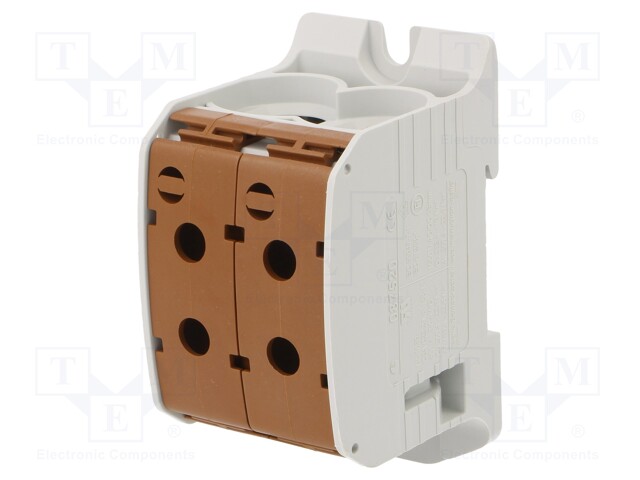 Splice terminal: rail; STB; 95mm2; ways: 1; terminals: 4; brown; TS35