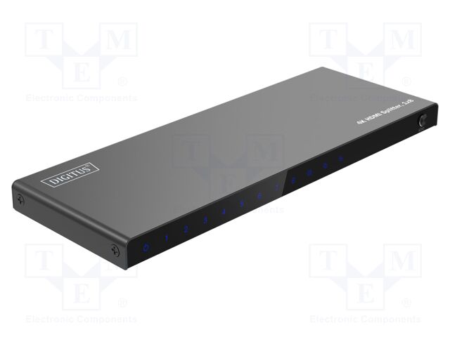 Splitter; HDMI 2.0; black; Input: DC socket,HDMI socket; metal