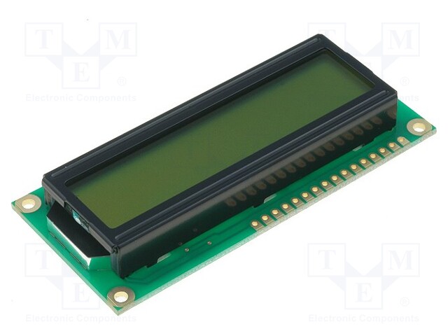 Display: LCD; alphanumeric; STN Positive; 16x2; yellow-green; LED