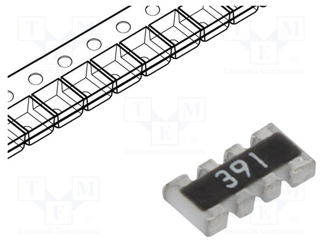Resistor network: Y; 390Ω; SMD; 1206; No.of resistors: 4; 63mW; ±5%