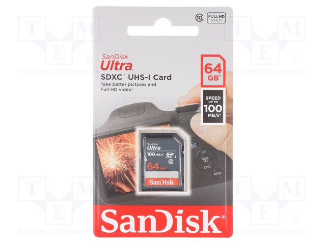 Memory card; Ultra; SDXC; 64GB; 100MB/s; Class 10 UHS U1