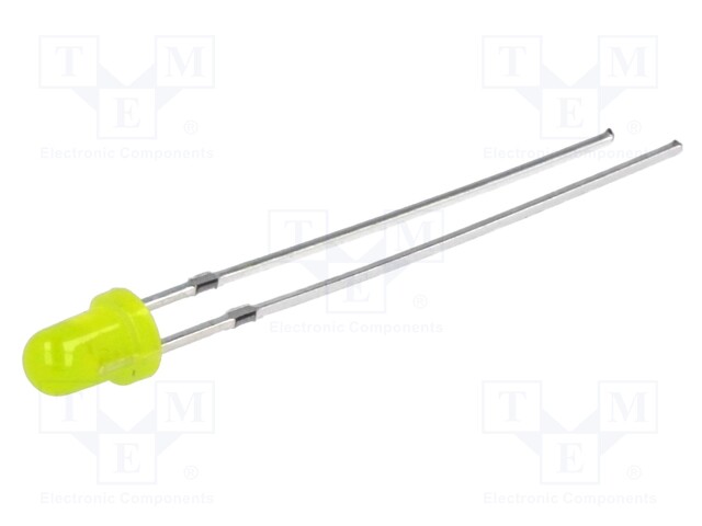LED; 3mm; yellow; 30mcd; 30°; Front: convex; Pitch: 2.54mm
