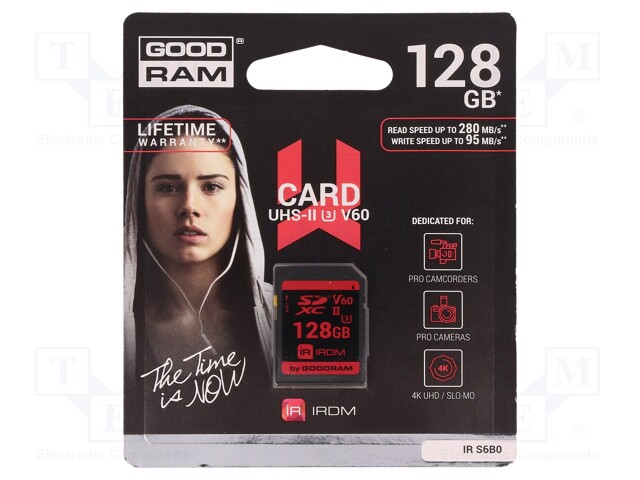 Memory card; IRDM; SD XC; 128GB; Read: 280MB/s; Write: 95MB/s