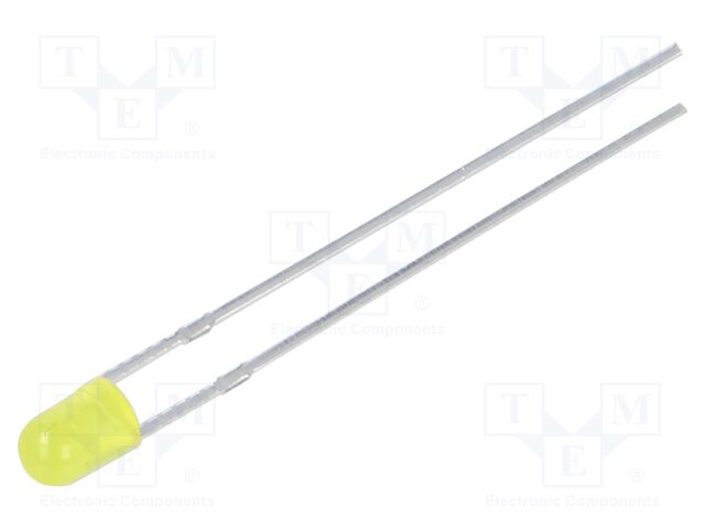 LED; 3mm; yellow; 220÷330mcd; 40°; Front: convex; 2.1÷2.6VDC; 78mW