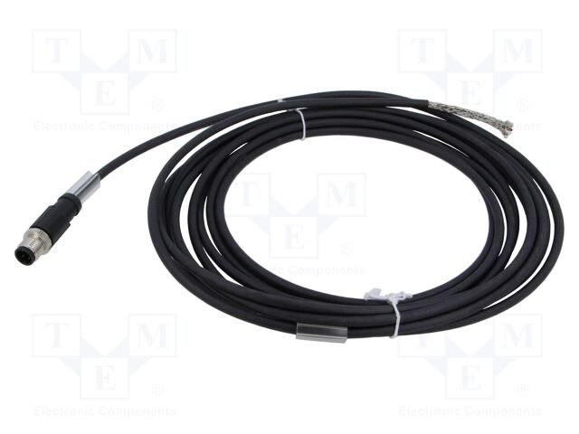 Connection lead; M12; PIN: 4; straight; 5m; plug; 48VAC; 4A; -25÷90°C