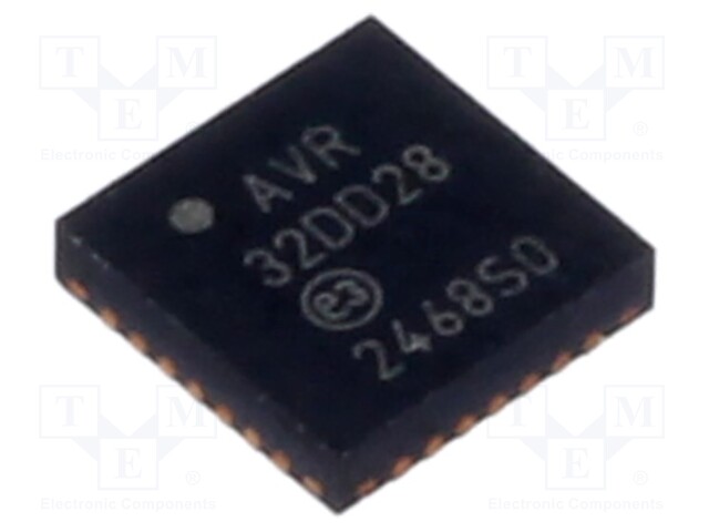 IC: AVR microcontroller; EEPROM: 256B; SRAM: 4kB; Flash: 32kB; Cmp: 1