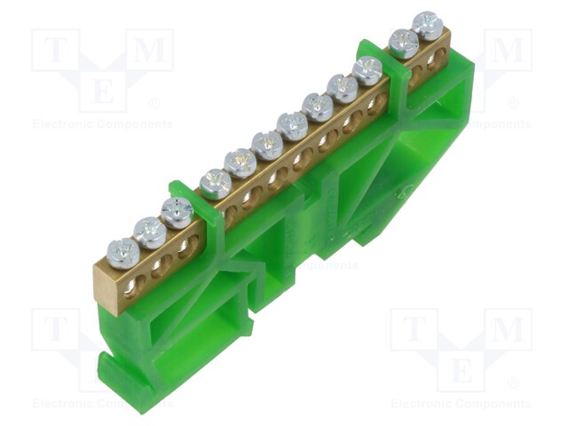 Connector: terminal block; ways: 1; terminals: 12; green