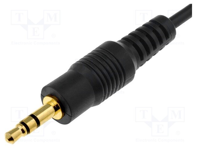 Cable; gold-plated; wires,Jack 3.5mm 3pin plug; 0.8m; black
