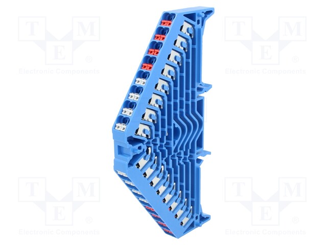 Splice terminal: rail; 1.5mm2; ways: 8; terminals: 32; blue; 250VAC