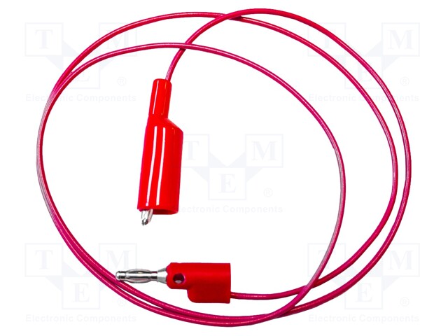 Test lead; 5A; banana plug 4mm,aligator clip; Urated: 300V; red