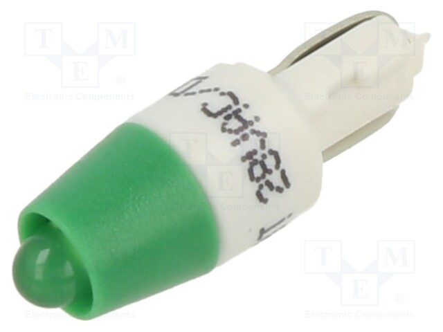 Indicator: LED; T5,W2x4,6d; green; plastic; 28VAC; 28VDC; -20÷60°C